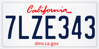 CA license plate 7LZE343