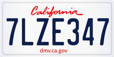 CA license plate 7LZE347