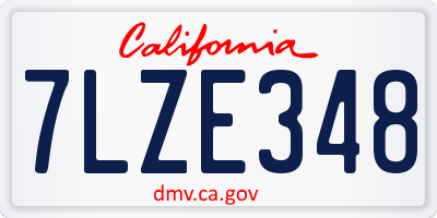 CA license plate 7LZE348