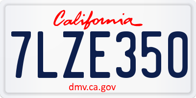 CA license plate 7LZE350