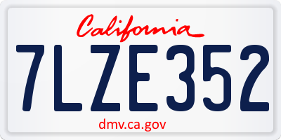 CA license plate 7LZE352