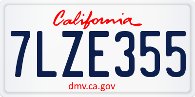 CA license plate 7LZE355