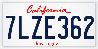 CA license plate 7LZE362