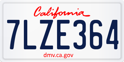 CA license plate 7LZE364