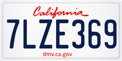 CA license plate 7LZE369