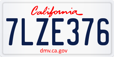 CA license plate 7LZE376