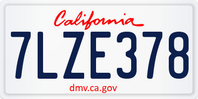 CA license plate 7LZE378