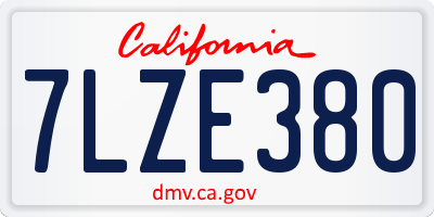 CA license plate 7LZE380