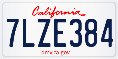 CA license plate 7LZE384