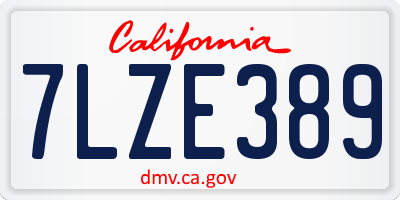 CA license plate 7LZE389