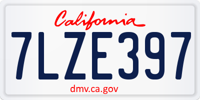 CA license plate 7LZE397