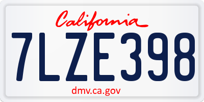 CA license plate 7LZE398