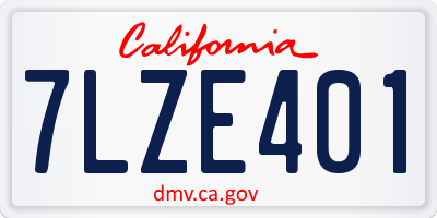 CA license plate 7LZE401