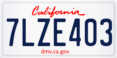 CA license plate 7LZE403