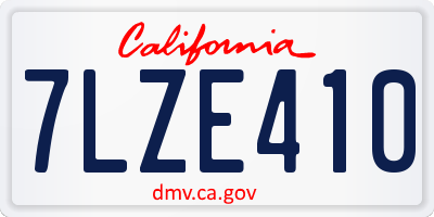 CA license plate 7LZE410