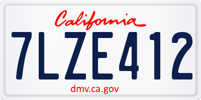 CA license plate 7LZE412