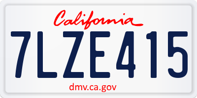 CA license plate 7LZE415