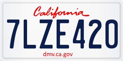 CA license plate 7LZE420