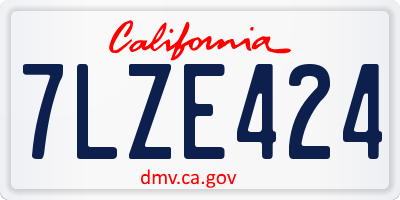 CA license plate 7LZE424
