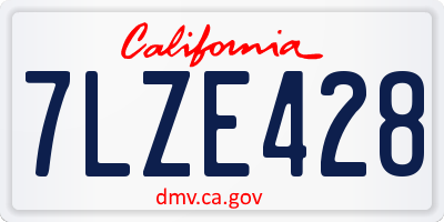 CA license plate 7LZE428