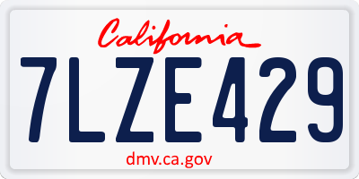 CA license plate 7LZE429