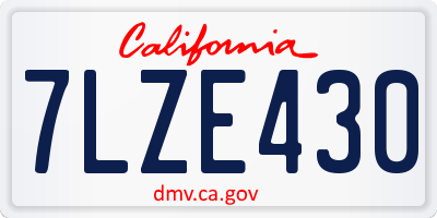 CA license plate 7LZE430