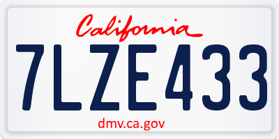 CA license plate 7LZE433