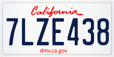 CA license plate 7LZE438