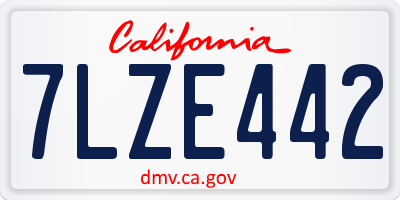CA license plate 7LZE442