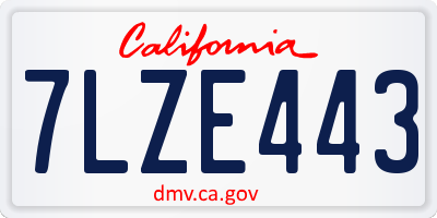 CA license plate 7LZE443