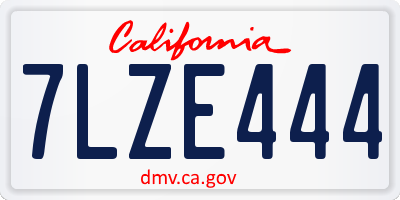 CA license plate 7LZE444