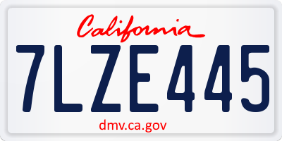 CA license plate 7LZE445