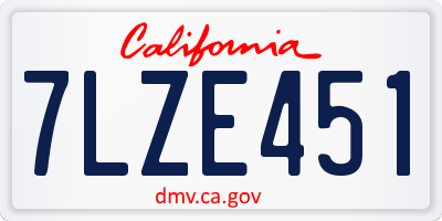 CA license plate 7LZE451