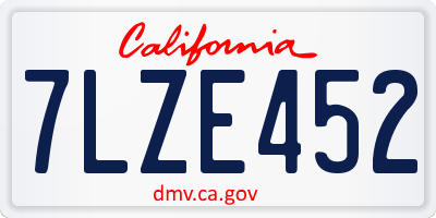 CA license plate 7LZE452