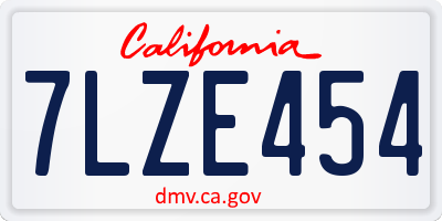 CA license plate 7LZE454