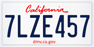 CA license plate 7LZE457