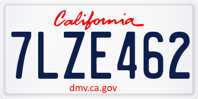 CA license plate 7LZE462
