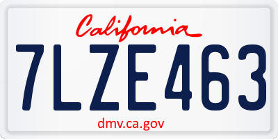 CA license plate 7LZE463