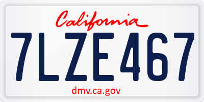 CA license plate 7LZE467