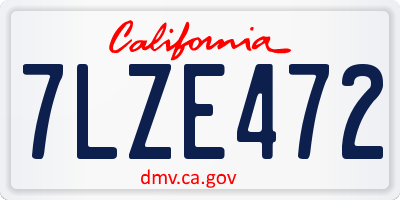 CA license plate 7LZE472
