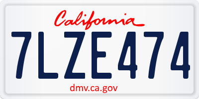 CA license plate 7LZE474