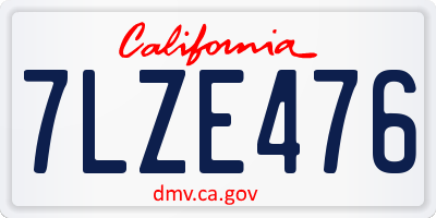 CA license plate 7LZE476