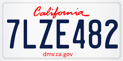 CA license plate 7LZE482