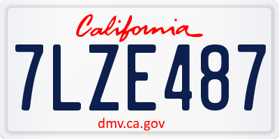 CA license plate 7LZE487