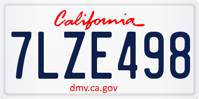 CA license plate 7LZE498