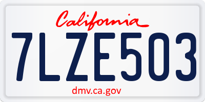 CA license plate 7LZE503