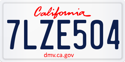 CA license plate 7LZE504