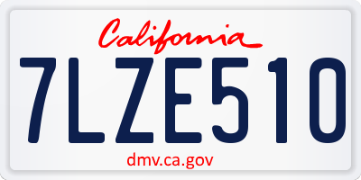 CA license plate 7LZE510