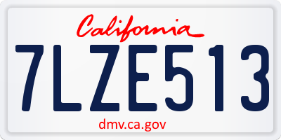 CA license plate 7LZE513