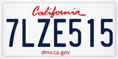 CA license plate 7LZE515